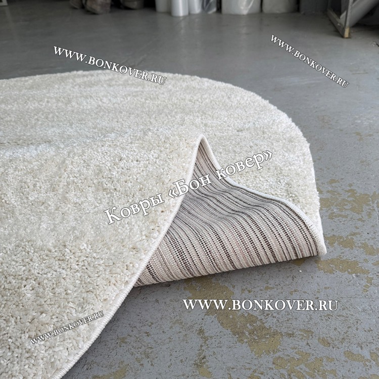 Длинноворсный Ковер Шагги Белый Овальный