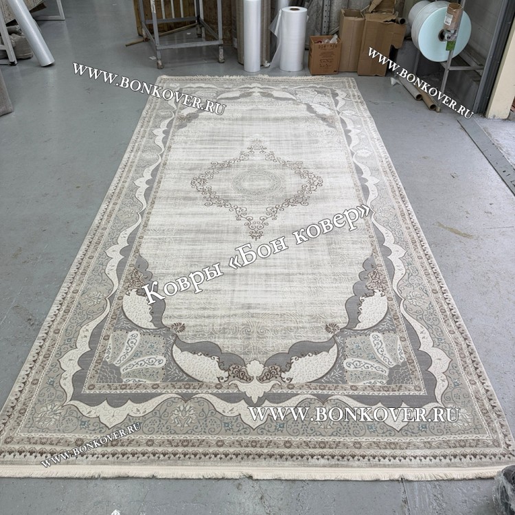 Ковер Турция Для Гостиной Дизайн 92 Серый с Голубым