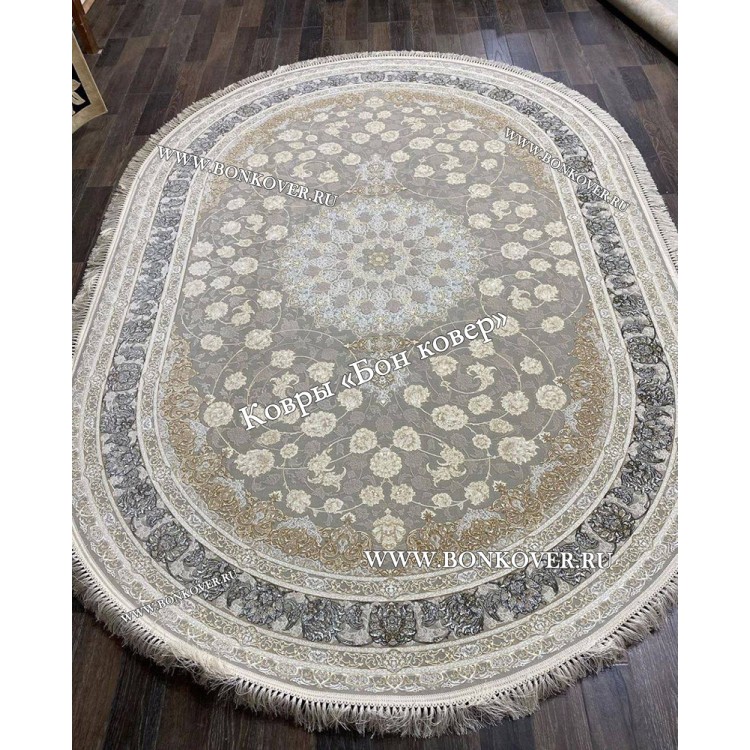 Ковер Медальон Для Гостиной Дизайн 30584 Серый Овал