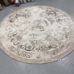 Классический ковер дизайн 76 Бежево-коричневый Круг